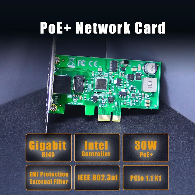 Alt view image 2 of 7 - ST7474 PoE+ Gigabit PCIe Network Card, Intel 82574L NIC