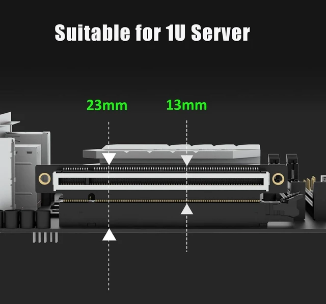Alt view image 5 of 7 - PA17 PCIe 5.0 x16 Riser Adapter Card, Left Angle 0-270°, 1U/2U