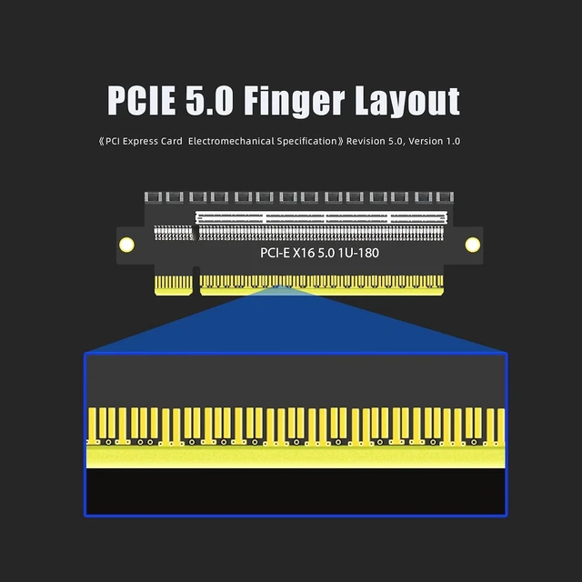 Alt view image 4 of 7 - PA17 PCIe 5.0 x16 Riser Adapter Card, Straight Angle, 1U/2U