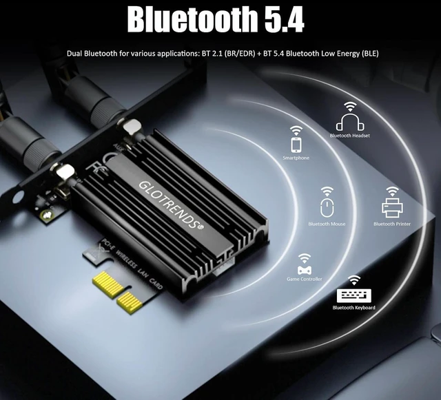 Alt view image 5 of 7 - BE6500 WiFi 7 PCIe Card for PC, Tri-Band, Bluetooth 5.4, MT7925B
