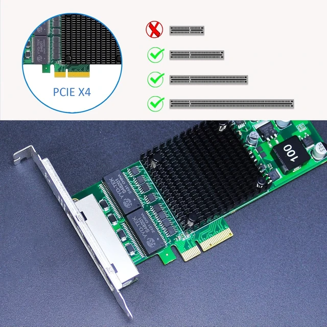 Alt view image 6 of 7 - ST7456 4-Port Gigabit PoE+ PCIe Network Card, Surge-Proof