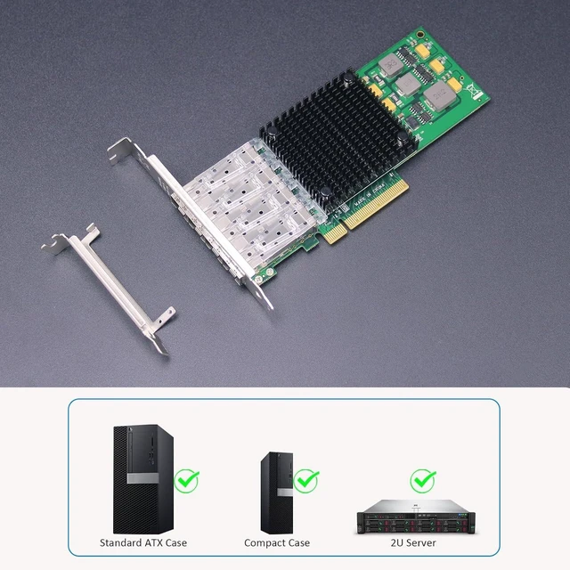 Alt view image 5 of 7 - ST7322 Quad 10GbE SFP+ NIC, Broadcom BCM57840, PCIe 3.0 x8, Toe