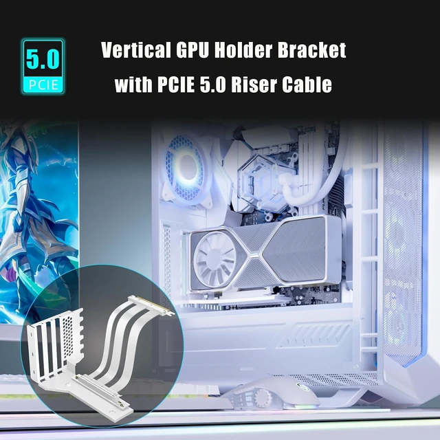 Alt view image 2 of 7 - PCIe 5.0 GPU Vertical Mount Bracket with 150mm Riser Cable,3Slot