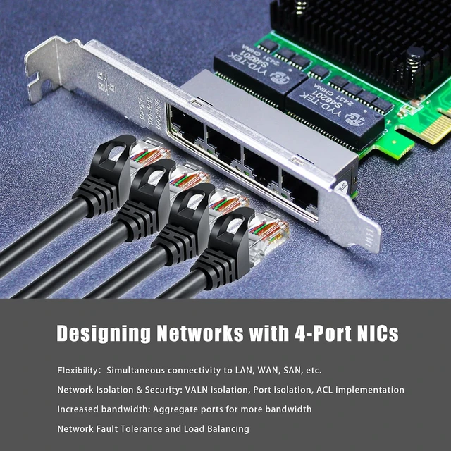 Alt view image 3 of 7 - ST7456 4-Port Gigabit PoE+ PCIe Network Card, Surge-Proof