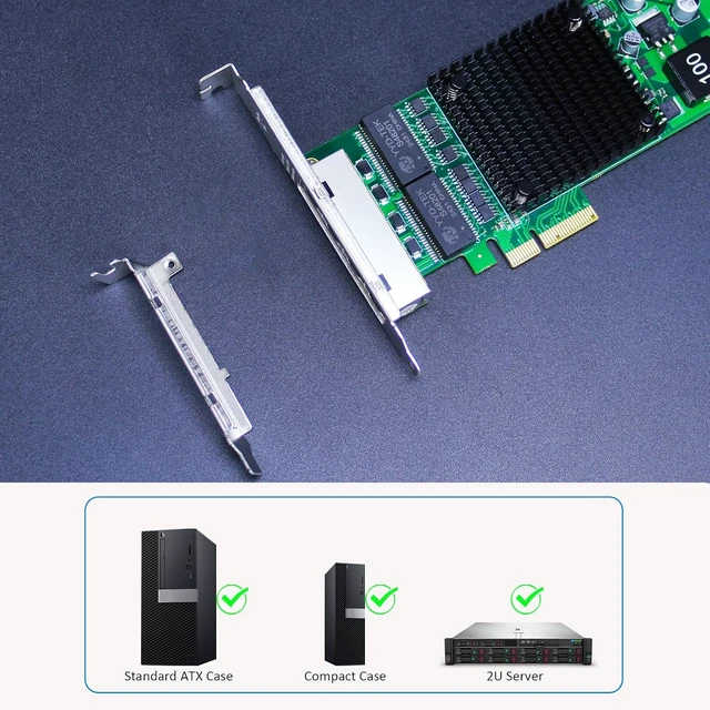 Alt view image 5 of 7 - ST7456 4-Port Gigabit PoE+ PCIe Network Card, Surge-Proof