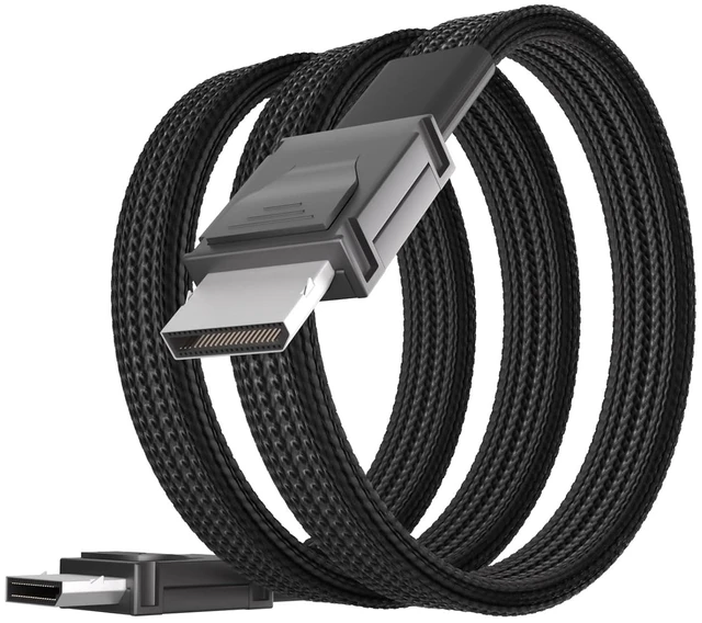 Main image of 500mm Oculink Cable PCIe 4.0 SFF-8611 4i Male Extension Cable for Oculink eGPU onexGPU Mini PC SSD