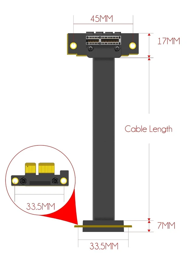 Alt view image 6 of 7 - 100mm PCIe 3.0 X1 Riser Cable for M.2, WiFi, Firewire, USB, Sound Cards, etc