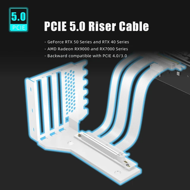 Alt view image 6 of 7 - PCIe 5.0 GPU Vertical Mount Bracket with 150mm Riser Cable,3Slot