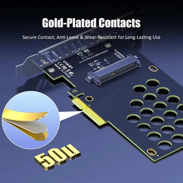 Alt view image 6 of 7 - PU15N U.2 to PCIe 5.0 X4 Adapter Card for 2.5" U.2 SFF-8639