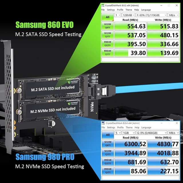 Alt view image 4 of 7 - PA12 M.2 PCIe 4.0 X4 Adapter for NVMe SSD and M.2 SATA SSD