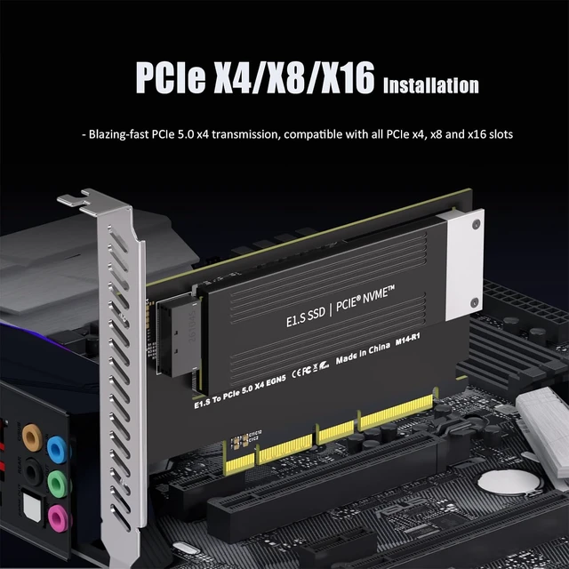 Alt view image 6 of 7 - M14 E1.S to PCIe 5.0 X4 Adapter Card for EDSFF NVMe SSD