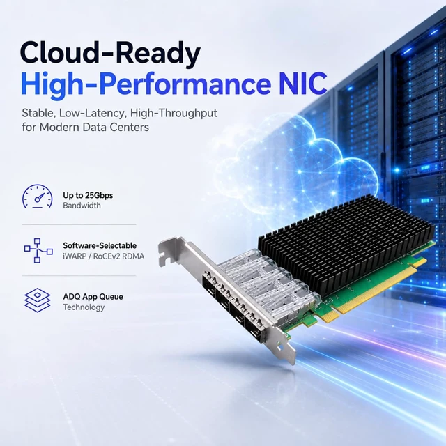 Alt view image 5 of 7 - ST7342 Quad 25GbE SFP28 NIC, Intel E810-CAM1, PCIe 4.0 x16