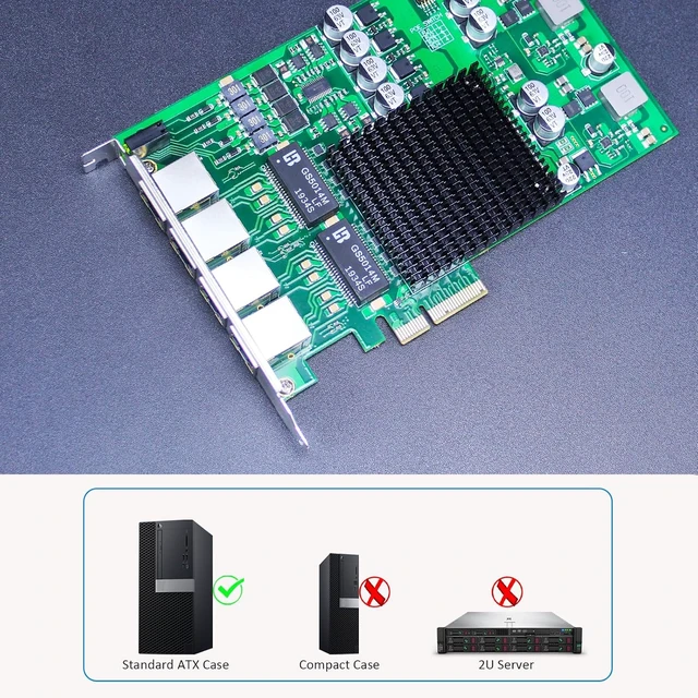 Alt view image 5 of 7 - ST7458 4-Port Gigabit PoE+ Network Card, Voltage Isolation