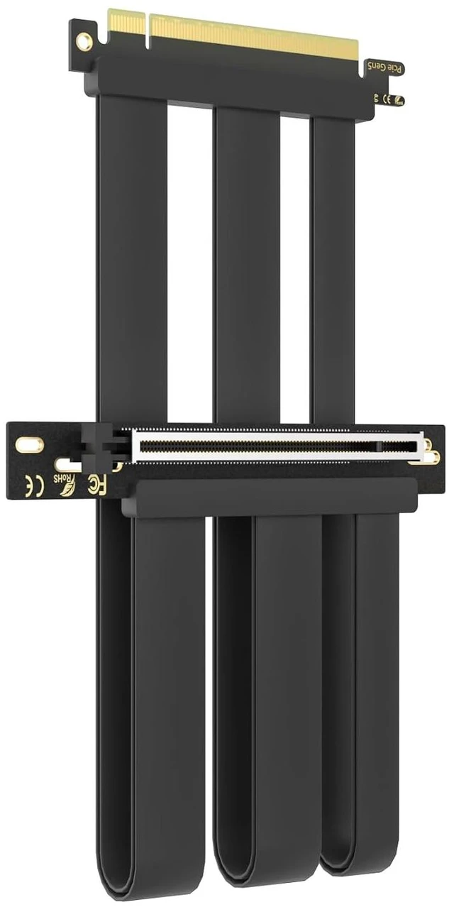 Main image of 300mm PCIe 5.0 x16 GPU Riser Cable, 90 Degree Right Angle, Black