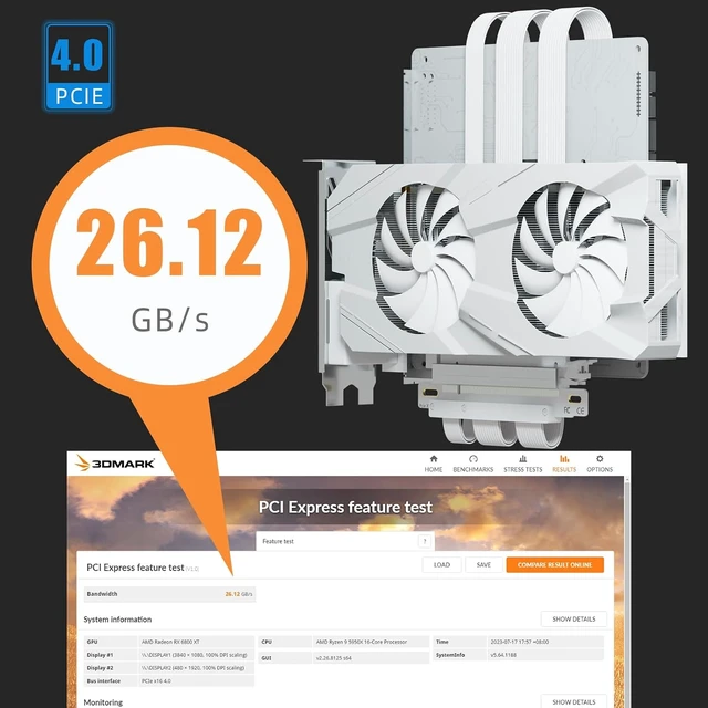 Alt view image 6 of 7 - PCIe 4.0 x16 Riser Cable, Double Reverse for Mini-ITX GPU Mount