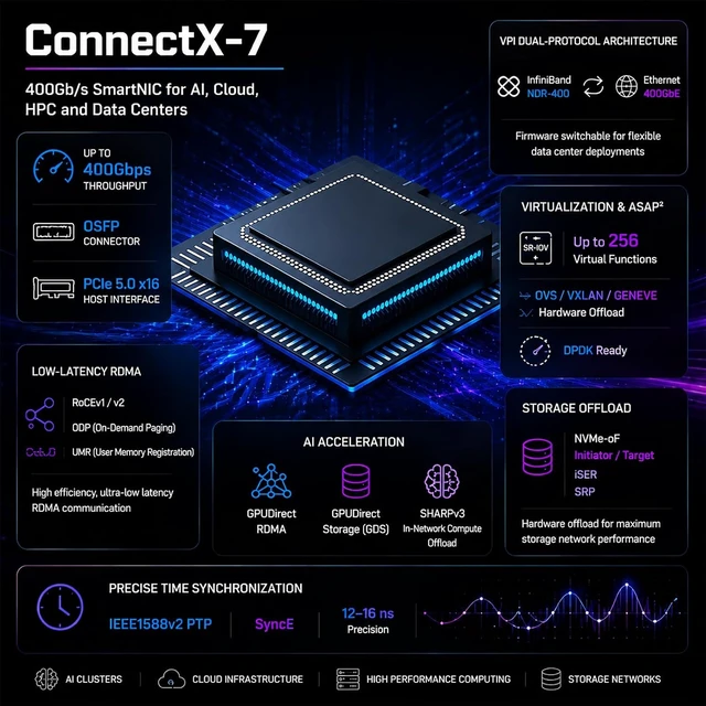 Alt view image 3 of 7 - 400G NIC, ConnectX-7 VPI, NDR InfiniBand / 400GbE, PCIe 5.0 x16