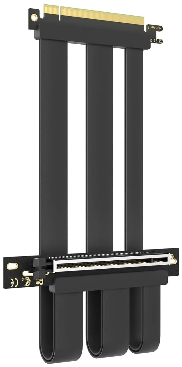 Main image of 250mm PCIe 5.0 x16 GPU Riser Cable, 90 Degree Right Angle, Black