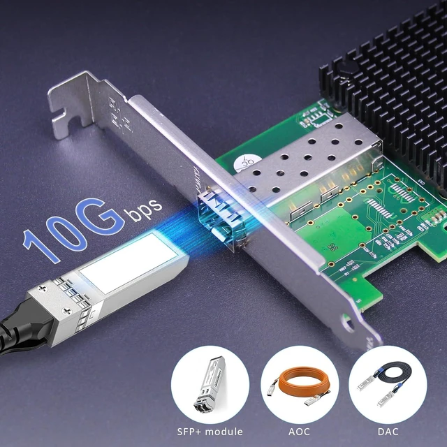 Alt view image 2 of 7 - 10Gb PCIe Network Card, Mellanox ConnectX-3, 1-Port SFP+, RoCE