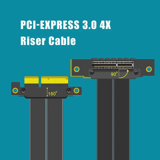 Alt view image 2 of 7 - 600mm PCIe 3.0 X4 Riser Cable for M.2, WiFi, Firewire, USB, Sound Cards, etc