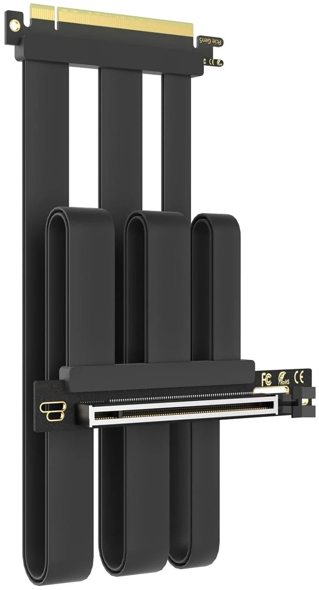 Main image of 400mm PCIe 5.0 x16 GPU Riser Cable, 90 Degree Right Angle, Black