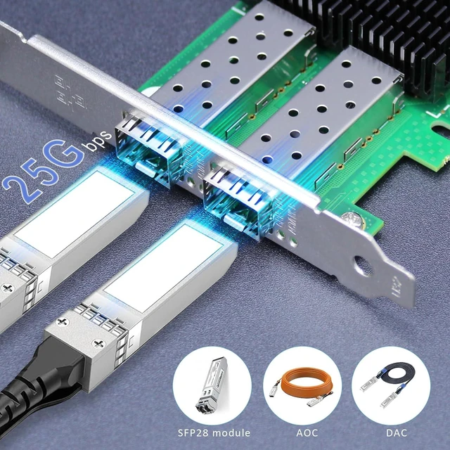 Alt view image 2 of 7 - 2-Port 25Gb PCIe Network Card, Mellanox ConnectX-5, SFP28 RoCE