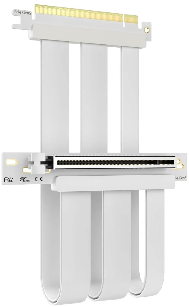 Main image of 250mm PCIe 5.0 x16 GPU Riser Cable, 90 Degree Right Angle, White