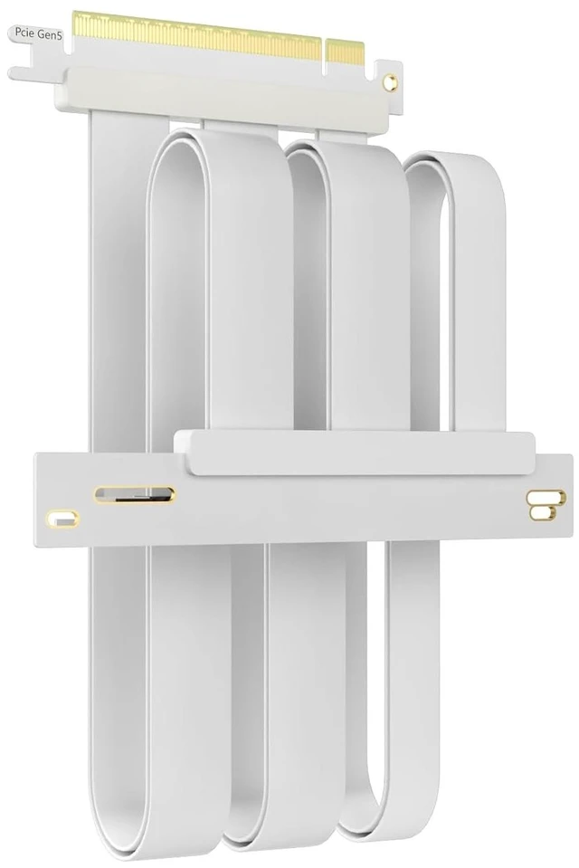 Main image of 400mm PCIe 5.0 x16 GPU Riser Cable, 90 Degree Right Angle, White