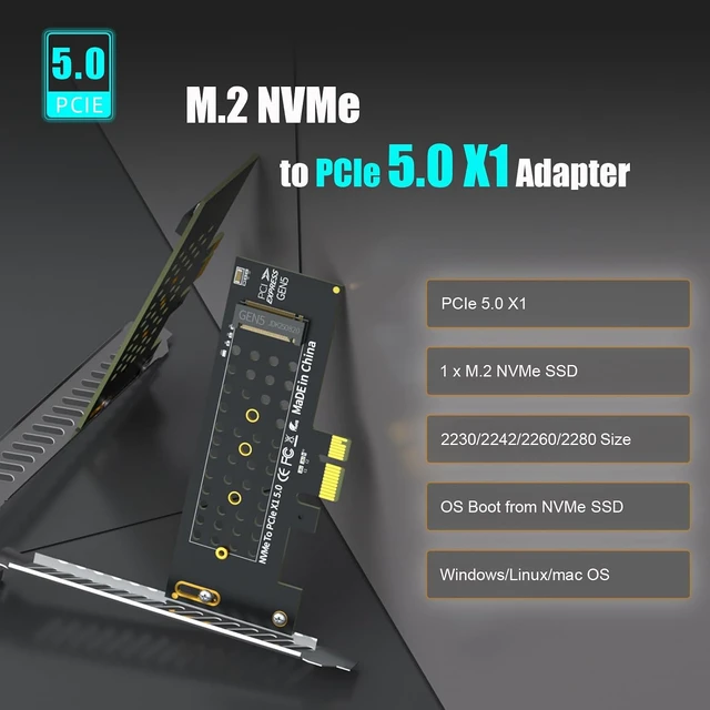 Alt view image 2 of 7 - PA19-X1 M.2 NVMe to PCIe 5.0 X1 Adapter