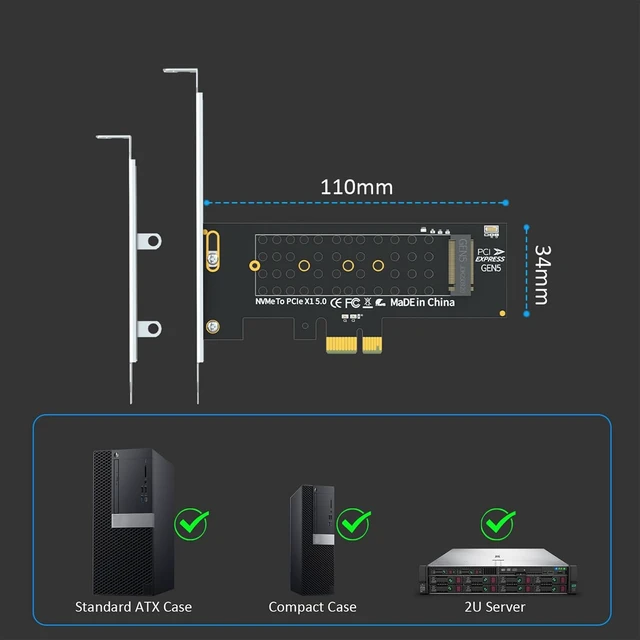 Alt view image 6 of 7 - PA19-X1 M.2 NVMe to PCIe 5.0 X1 Adapter