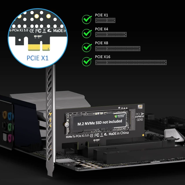 Alt view image 5 of 7 - PA19-X1 M.2 NVMe to PCIe 5.0 X1 Adapter