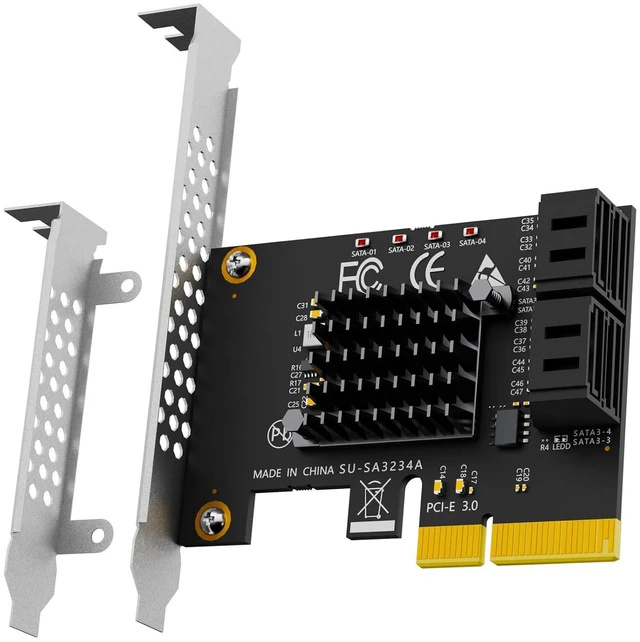 Main image of SA3234A 4 Port PCIe SATA Expansion Card, SATA III 6Gbps, ASM1164