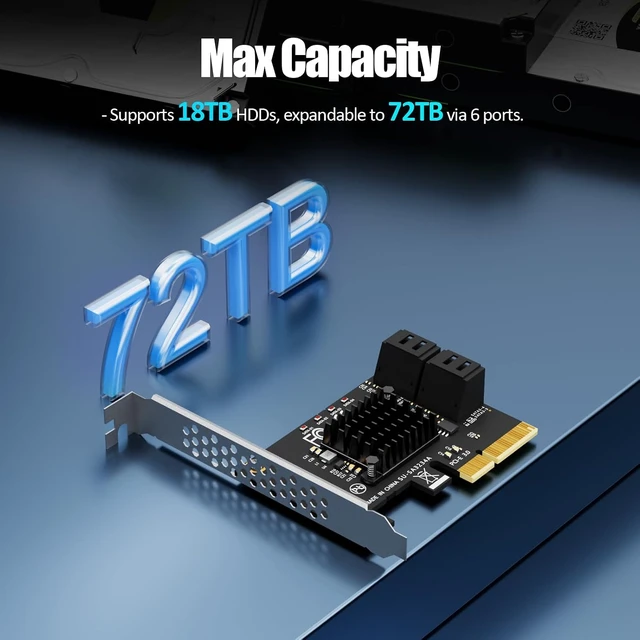 Alt view image 6 of 7 - SA3234A 4 Port PCIe SATA Expansion Card, SATA III 6Gbps, ASM1164