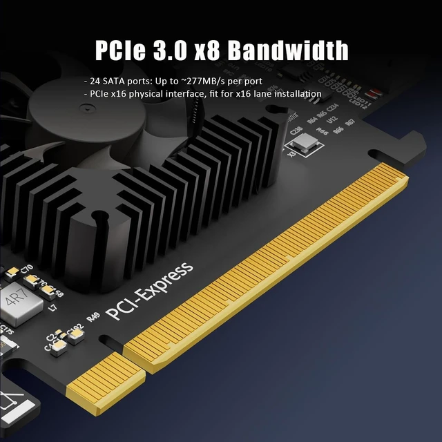Alt view image 5 of 7 - SA3824A 24 Port SATA Expansion Card, SATA III 6Gbps, 4 x ASM1164