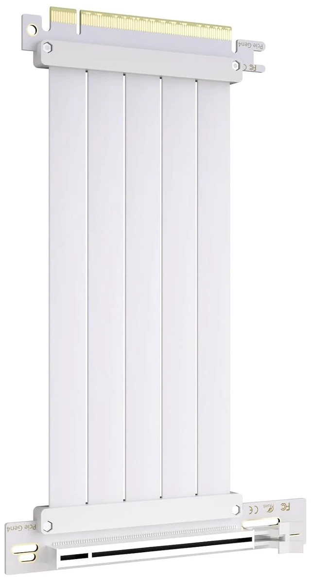 Main image of 200mm PCIe 4.0 x16 GPU Riser Cable, 90 Degree Right Angle, White
