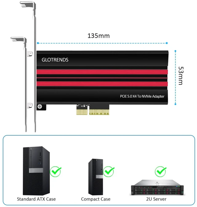 Alt view image 4 of 7 - PA19 M.2 NVMe to PCIe 5.0 X4 Adapter Card for M.2 NVMe SSD