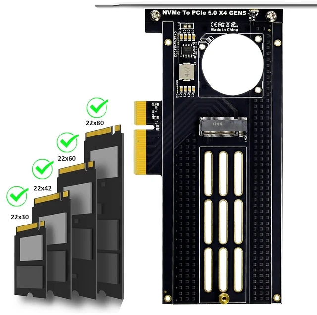 Alt view image 3 of 7 - PA19 M.2 NVMe to PCIe 5.0 X4 Adapter Card for M.2 NVMe SSD