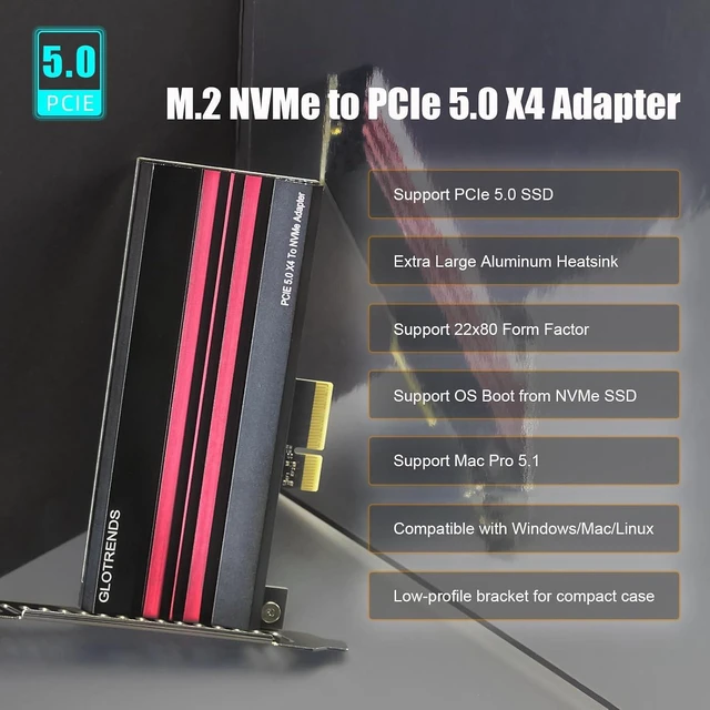 Alt view image 2 of 7 - PA19 M.2 NVMe to PCIe 5.0 X4 Adapter Card for M.2 NVMe SSD