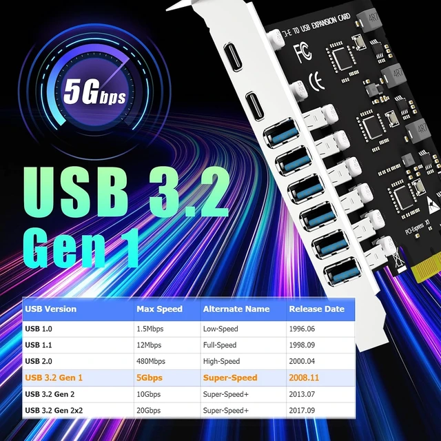 Alt view image 4 of 7 - U6A2C 8-Port 5Gbps PCIe USB 3.0 Card, 2 USB-C and 6 USB-A