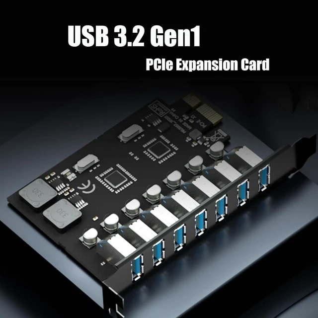 Alt view image 2 of 7 - U3057 7-Port 5Gbps PCIe USB 3.0 Card, USB 3.2 Gen 1, PCIe x1
