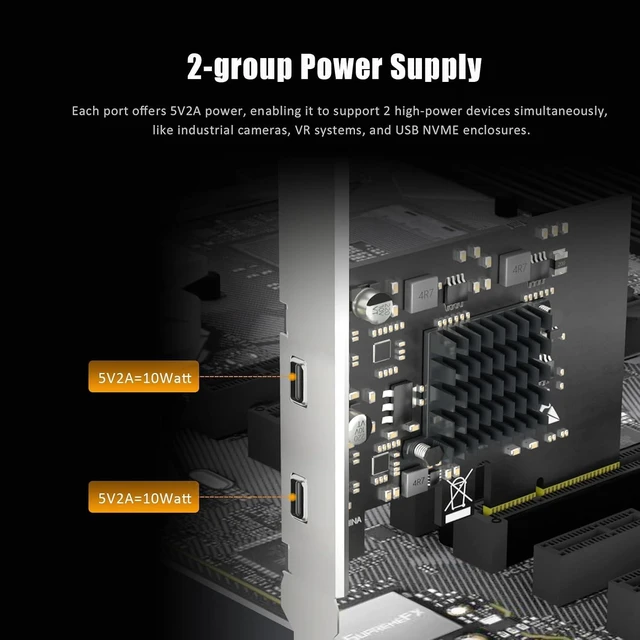 Alt view image 5 of 7 - U3142C 2-Port 10Gbps PCIe USB C Card, USB 3.2 Gen 2, PCIe x4