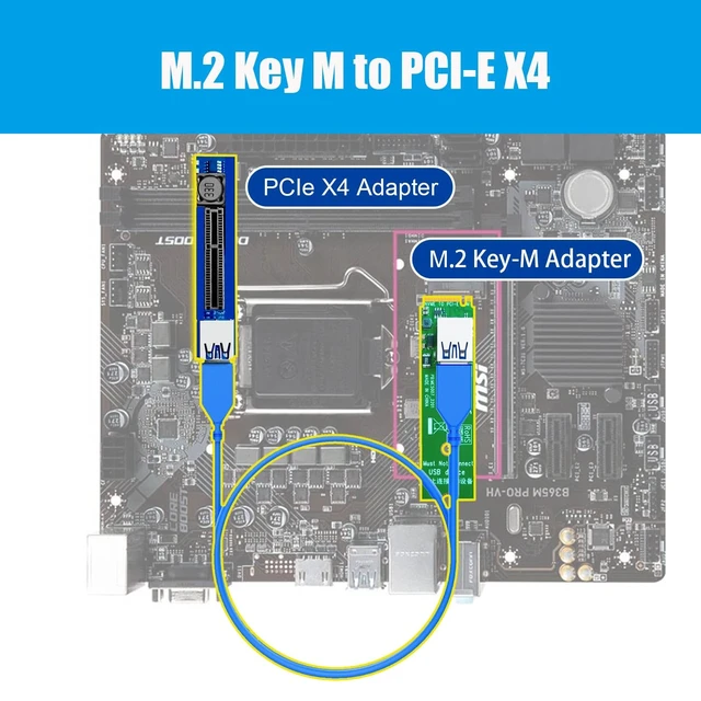 Alt view image 6 of 7 - UEX108 600mm M.2 to PCIe X4 Riser Cable (PCIe 3.0 X1 Speed),for PCIe WiFi Card, M.2 PCIe Card, USB PCIe Card, Sound Card, etc