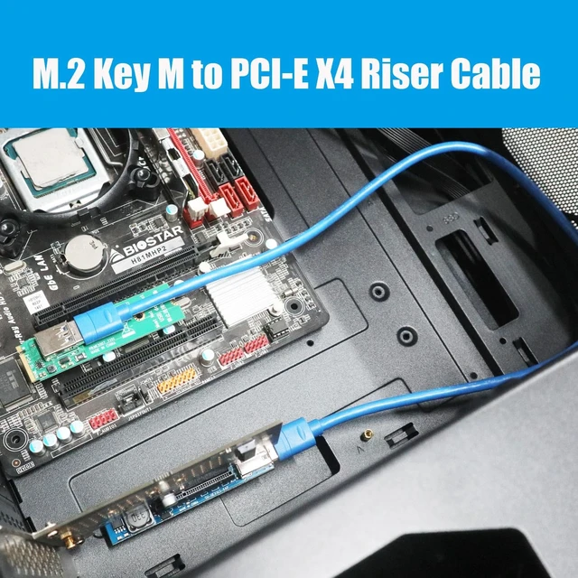 Alt view image 7 of 7 - UEX108 600mm M.2 to PCIe X4 Riser Cable (PCIe 3.0 X1 Speed),for PCIe WiFi Card, M.2 PCIe Card, USB PCIe Card, Sound Card, etc