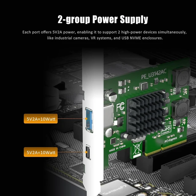 Alt view image 5 of 7 - U3142AC 10Gbps PCIe USB Card, USB-C and USB-A, USB 3.2 Gen 2