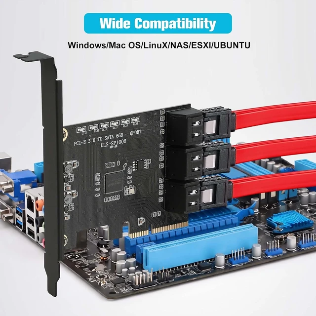 Alt view image 4 of 7 - 6-Port SATA Expansion Card with PCIe X4 Interface