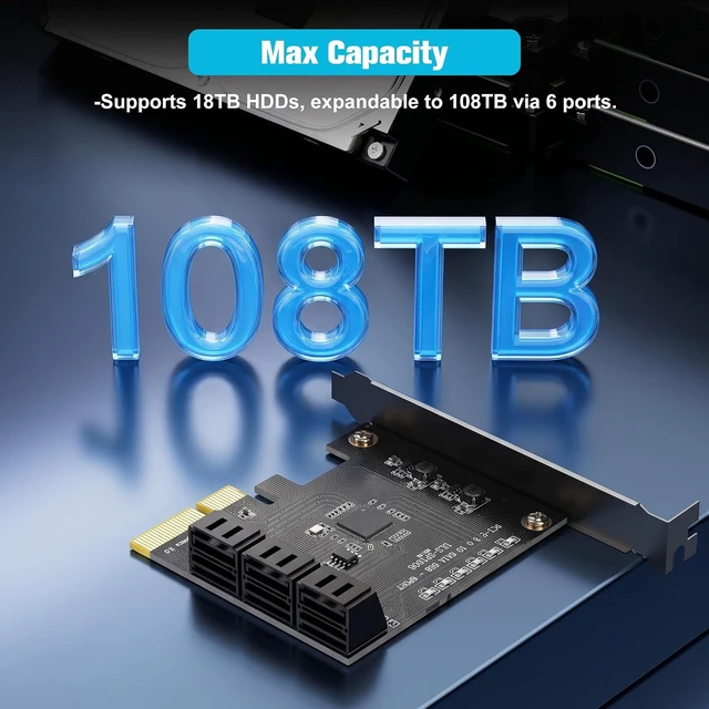 Alt view image 6 of 7 - 6-Port SATA Expansion Card with PCIe X4 Interface