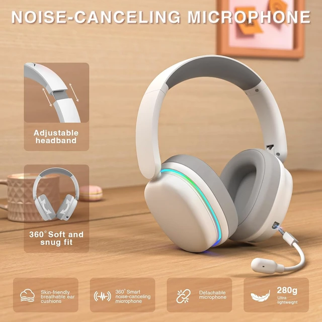 Alt view image 7 of 7 - G7 Pro Wireless Gaming Headset with 7.1 Surround Sound, 40mm Driver, BT5.3 Gaming Headphones with Mic, RGB, 10ms Latency, 65H Battery, PC Gaming Headset for PS5,PS4, Switch,PC,Wired Mode for Xbox