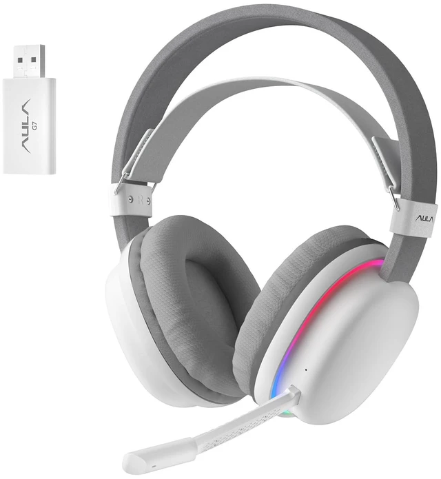 Main image of G7 Wireless Gaming Headset with Detachable Noise Canceling Mic, 40mm Driver, BT5.3 Gaming Headphones with RGB Light, 10ms Latency,60Hr Battery,PC Gaming Headset for PS5,PS4,PC,Wired Mode for Xbox