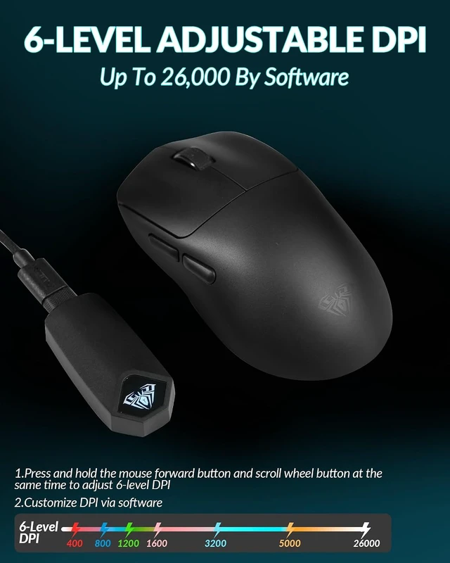 Alt view image 6 of 7 - SC800 Wireless Gaming Mouse, Black Gaming Mice & 26000 DPI, 37g