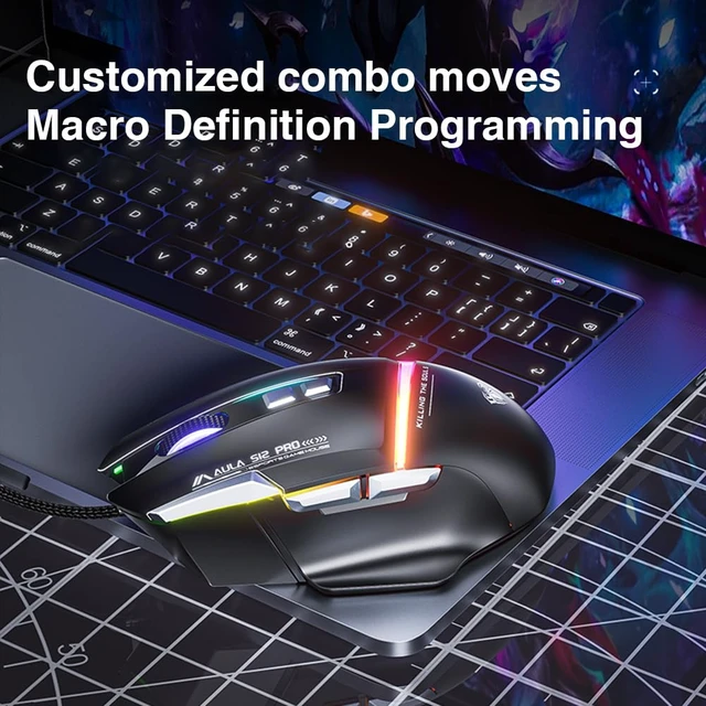 Alt view image 5 of 7 - S12Pro Wired Gaming Mouse,12800 DPI Optical Gamer Mouse with RGB Backlit,8 Programmable Buttons,Software Supports DIY Keybinds Rapid Fire Button