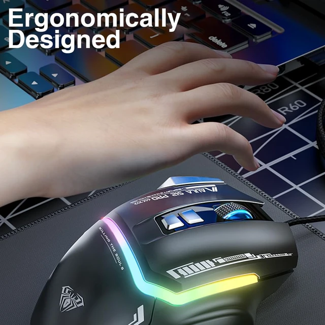 Alt view image 6 of 7 - S12Pro Wired Gaming Mouse,12800 DPI Optical Gamer Mouse with RGB Backlit,8 Programmable Buttons,Software Supports DIY Keybinds Rapid Fire Button